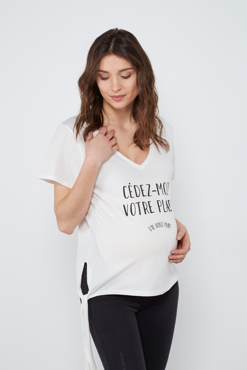 Tshirt à message #maternityIRL "Cédez-moi votre place"